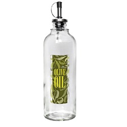 Бутылка цил.с мет. дозатором 500мл для масла Olive oil зеленая на зеленом фоне 02010-00528
