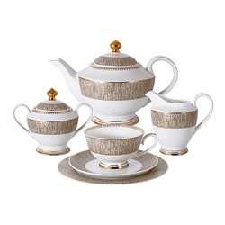Сервиз чайный "Луксор" 23 предмета на 6 персон (6 чашек 0,2л,6 блюдец,6 тарелок 19см, чайник с крышк
