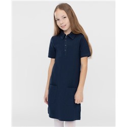 Скидка -50% Платье с коротким рукавом и накладными карманами синее Button Blue