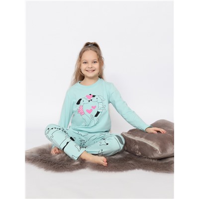 CSKG 50170-49 Пижама для девочки (джемпер, брюки),светло-бирюзовый