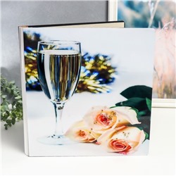 УЦЕНКА Фотоальбом магнитный 20 листов "Бокал вина и розы" в коробке, дерево,стразы34х4х33см