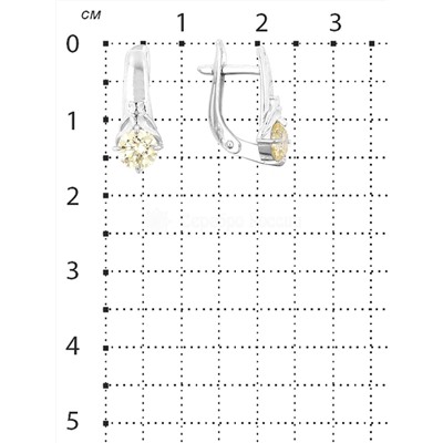 Серьги из серебра с синт. бриллианитом цв. шампань родированные 925 пробы 2-4035р110