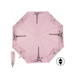 Зонт женский ТриСлона-L 3897B,  R=58см,  суперавт;  8спиц,  3слож,   набивной"Ко Эпонж",  тефлон,  розовый  (Франция)  229322