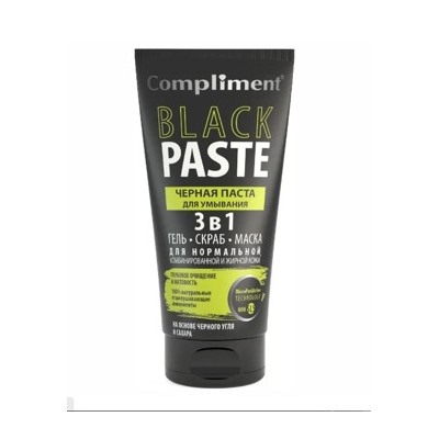 Compliment Black Paste Черная Паста для умывания 3 в 1 гель скраб маска 165 мл