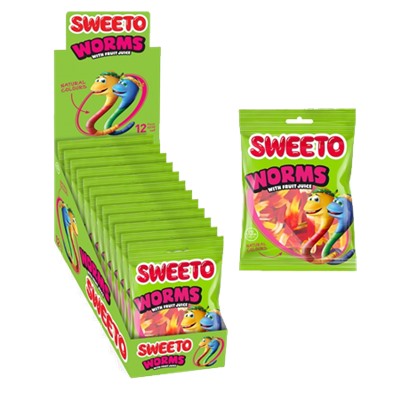 Мармелад в пакетиках SWEETO WORMS 80гр. ЧЕРВЯКИ