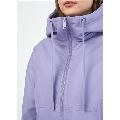 Куртка фиолетовая из экокожи с капюшоном