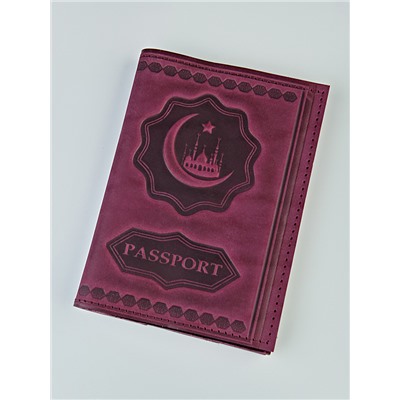 C-073 Обложка на автодокументы с паспортом "Мечеть" (КРС/нат. кожа)