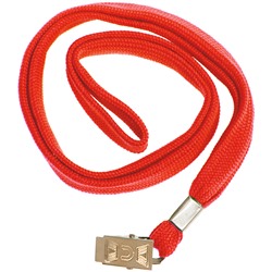 Шнурок для бейджей OfficeSpace, с клипсой, красный, 45см (284666)