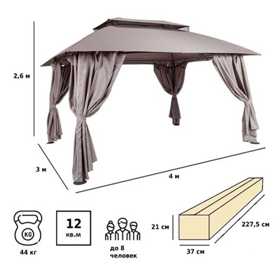 Шатер садовый Green Glade 1068, 3 х 4 х 26 м