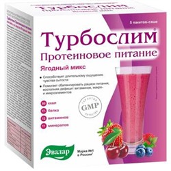 ЭВАЛАР ТУРБОСЛИМ ПРОТЕИНОВОЕ ПИТАНИЕ КОКТЕЙЛЬ СО ВКУСОМ ЯГОДНЫЙ МИКС N5 ПАКЕТ-САШЕ