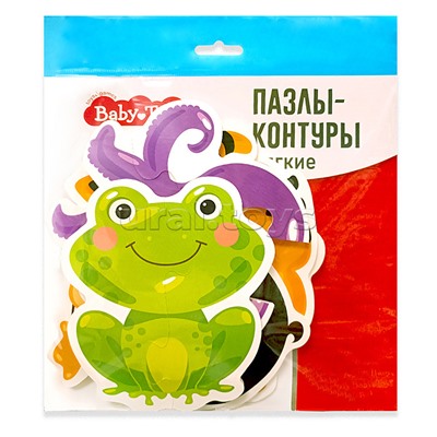 Пазлы-контуры мягкие "Зверята" 6 штук Baby Toys