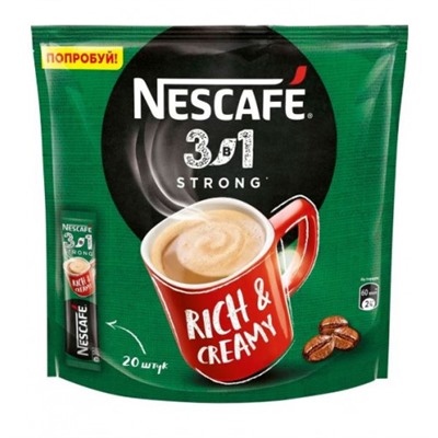 Кофе NESCAFE 3 в 1 Крепкий, в коробке, 20 шт