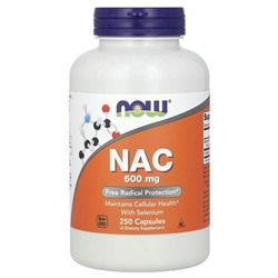NOW Foods, NAC (N-ацетилцистеин), 600 мг, 250 вегетарианских капсул