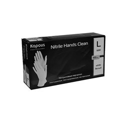 Kapous нитриловые перчатки nitrile hands clean белые размер l 100 шт. в уп.