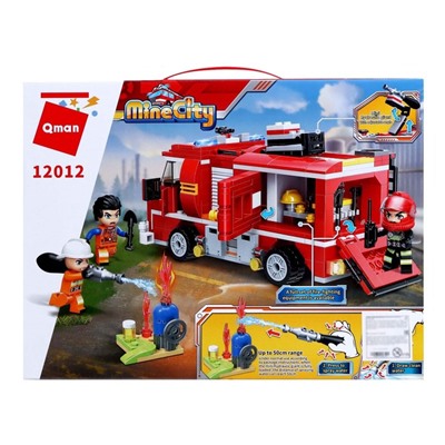 Конструктор Огнеборцы «Пожарная машина», стреляет водой, 3 минифигуры и 370 деталей, уценка