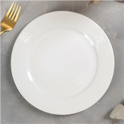 Тарелка фарфоровая обеденная с утолщённым краем Доляна White Label, d=20 см, цвет белый