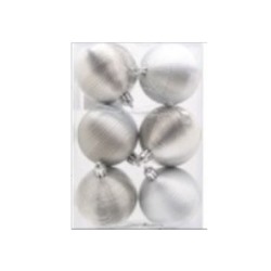 Набор шаров D=6см, 6шт. (НУ-5364) "Спираль" серебро, в пвх упаковке