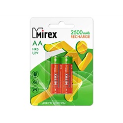 Аккумулятор Ni-MH Mirex HR6 / AA 2500mAh 1,2V 2 шт (2/20/100), блистер (цена за 1 шт.)