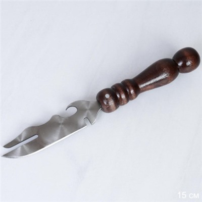 Нож шампурный с узором и деревянной ручкой Шар / 2К-310 /уп 12/ 300(150)х45х2,5