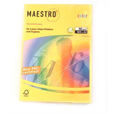 Бумага А3 Maestro/IQ Color-Neon 500л (оранж) уп5 арт.0215-203