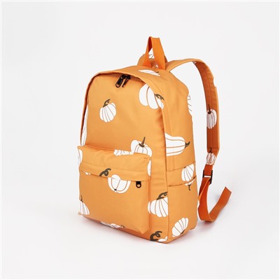 Рюкзак, отдел на молнии, наружный карман, цвет оранжевый, «Тыквы»