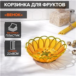 Корзинка для фруктов и хлеба Доляна «Венок», 22×8 см, цвет золотистый