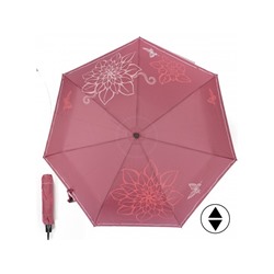 Зонт женский ТриСлона-L 3768 К,  R=58см,  суперавт;  7спиц,  3слож,  полиэстер,  тем.розовый 228129