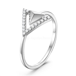 Кольцо из серебра с фианитами родированное - Треугольник 925 пробы к-7273р200