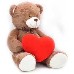 Мягкая игрушка Медведь Виктор  50/70 см коричневый с большим красным флисовым сердцем 0952450S-45 в Самаре