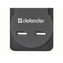 Сетевой фильтр DFS 753, 3.0 м, 5 розеток, 2хUSB, 2.1А Defender