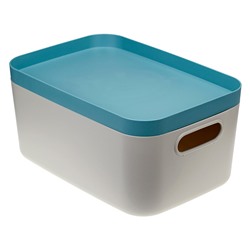 Коробка п/эт. 6,2л с крышкой серо-голуб./франц.серый "Инфинити" (М2346)