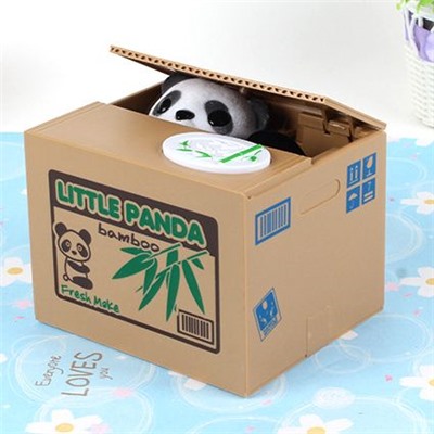 Копилка "Панда воришка" в коробке интерактивная
