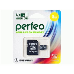 Карта памяти Perfeo microSD 8GB High-Capacity (Class 10)  PF8GMCSH10A