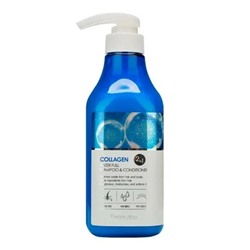 FarmStay Шампунь-кондиционер 2в1 с коллагеном - Collagen water full shampoo&conditioner, 530мл