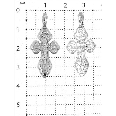 Крест из серебра родированный - 3,3 см 925 пробы К3-134р