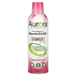 Aurora Nutrascience, Mega-Liposomal Vitamin D3+, витамин D3, органический фруктовый вкус, 9000 МЕ, 480 мл (16 жидк. унций)