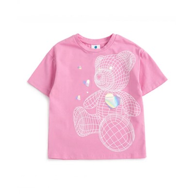 Футболка с принтом розовая для девочки Button Blue
