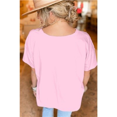 Pink Star Patchwork Loose T-shirt