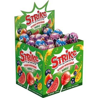 «Strike», карамель на палочке «Ягодно-фруктовый микс», 11 г (упаковка 50 шт.)