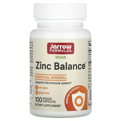 Jarrow Formulas, Zinc Balance, 100 вегетарианских капсул