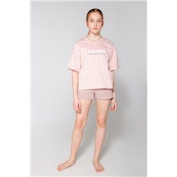 Пижама  для девочки  КБ 2788/горошек на дымчатой розе,холодный кофе