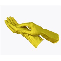 LIBRY перчатки хозяйственные латексные повышенной эластичности с х/б напылением размер-M (желтые)
