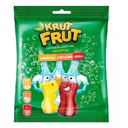 «KrutFrut», карамель с шипучей начинкой кола, апельсин, лимон, 90 гр. KDV