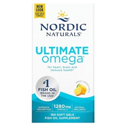 Nordic Naturals, Ultimate Omega, со вкусом лимона, 640 мг, 180 капсул