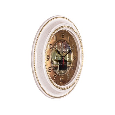 Часы настенные круг d=60см, корпус белый с золотом "Кааба" 6141-112W (5)