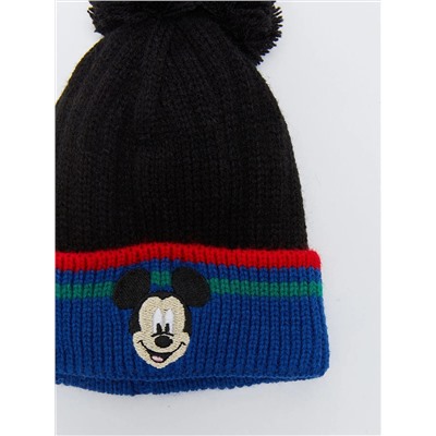 LC Waikiki Mickey Mouse Вязаная шапка с вышивкой для маленьких мальчиков