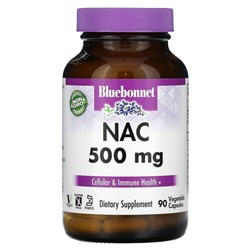 Bluebonnet Nutrition, NAC, 500 мг, 90 растительных капсул