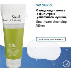 3W Clinic Пенка для лица с фильтратом улиточного муцина - Snail foam cleansing, 100мл