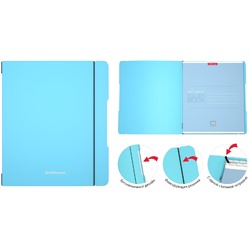 Тетрадь 48 л "FolderBook Pastel.Голубой" клетка пласт.обл сменн.блок на резинке А5+ 51394