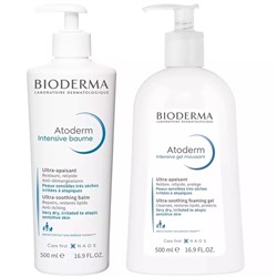 Биодерма Набор для сухой кожи тела: бальзам, 500 мл + гель, 500 мл (Bioderma, Atoderm)
